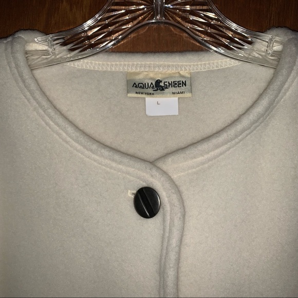 Women’s L VTG USA AQUA SHEEN Polar Fleece Light Cream Button Up Jacket EXC LN - Picture 2 of 14